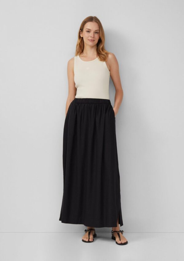 Langer Rock aus Leinenmix mit Eingrifftaschen