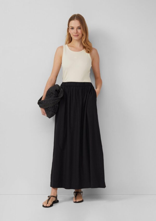 Langer Rock aus Leinenmix mit Eingrifftaschen