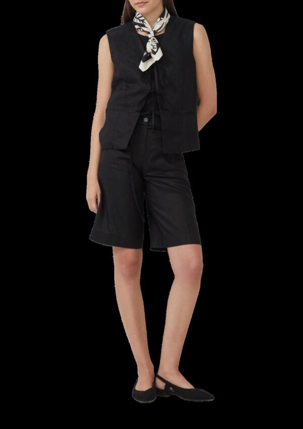 Leinen-Bermuda mit Bindegürtel