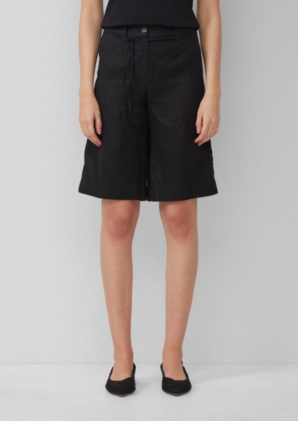 Leinen-Bermuda mit Bindegürtel