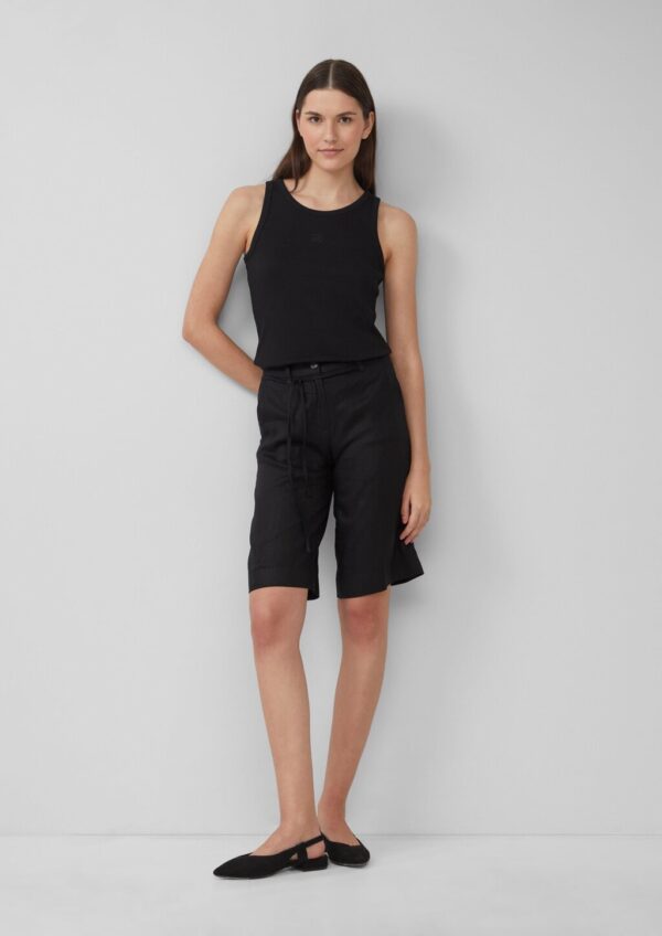 Leinen-Bermuda mit Bindegürtel