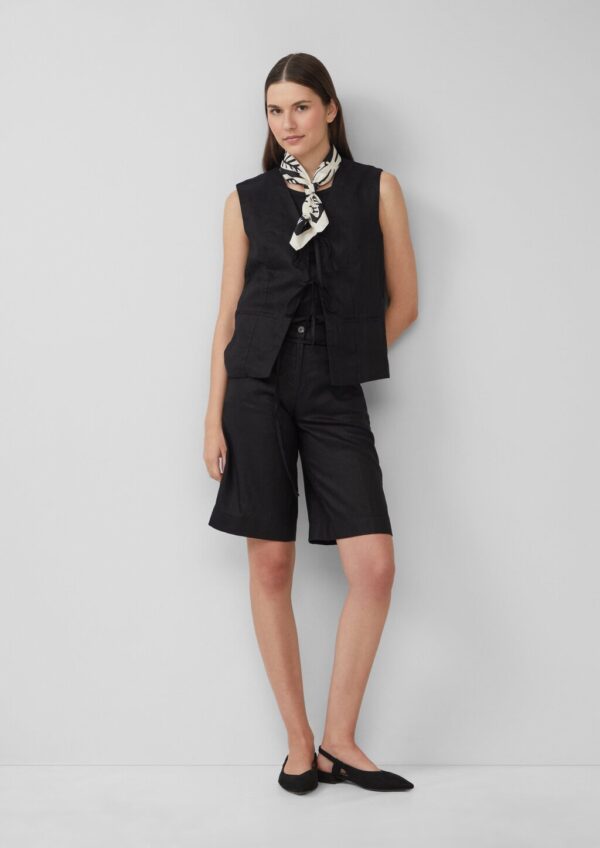 Leinen-Bermuda mit Bindegürtel