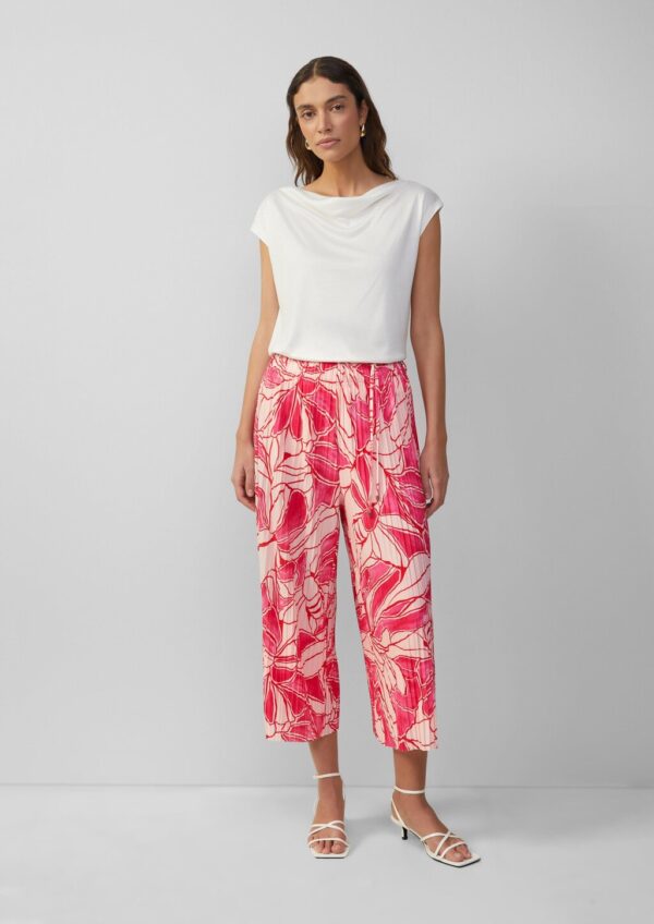 Plissierte Culotte mit All-over-Print und Elastikbund