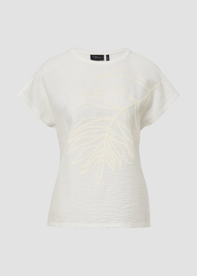 Blusenshirt aus Viskosemix mit Stickerei