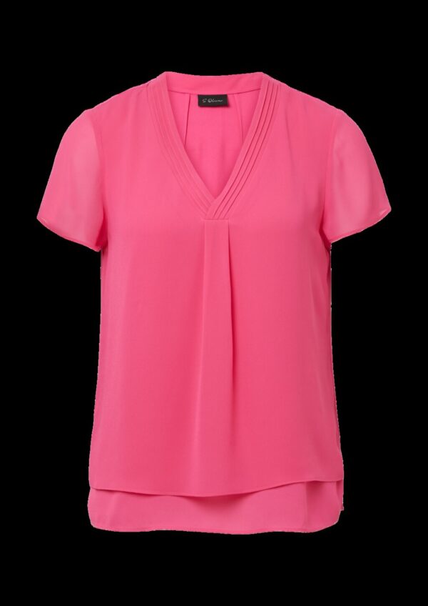 Kurzärmelige Chiffonbluse mit Layering