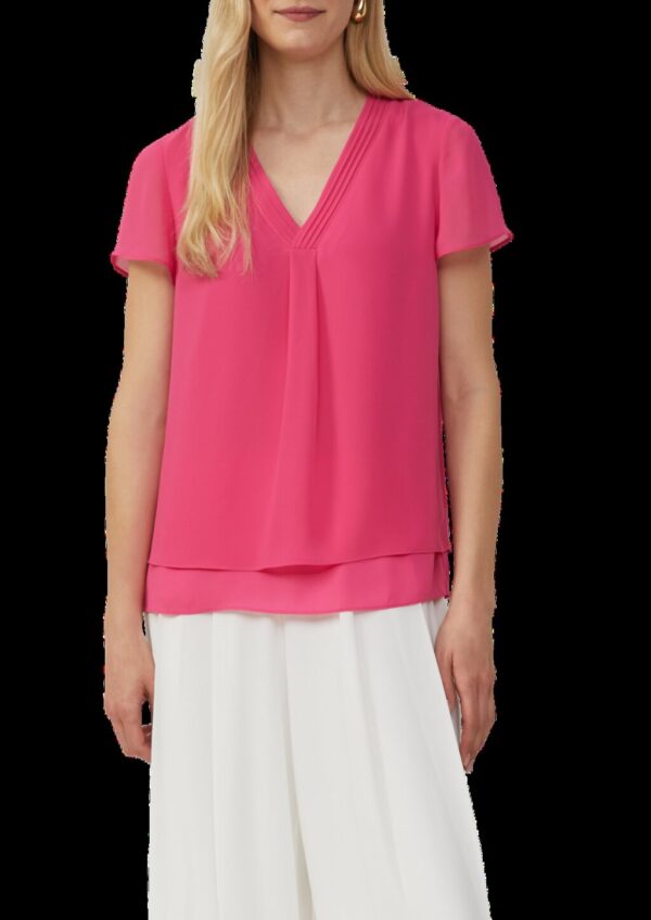 Kurzärmelige Chiffonbluse mit Layering
