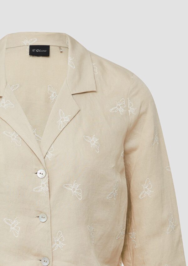 Bluse aus Leinenmix mit Bienen-Stickerei