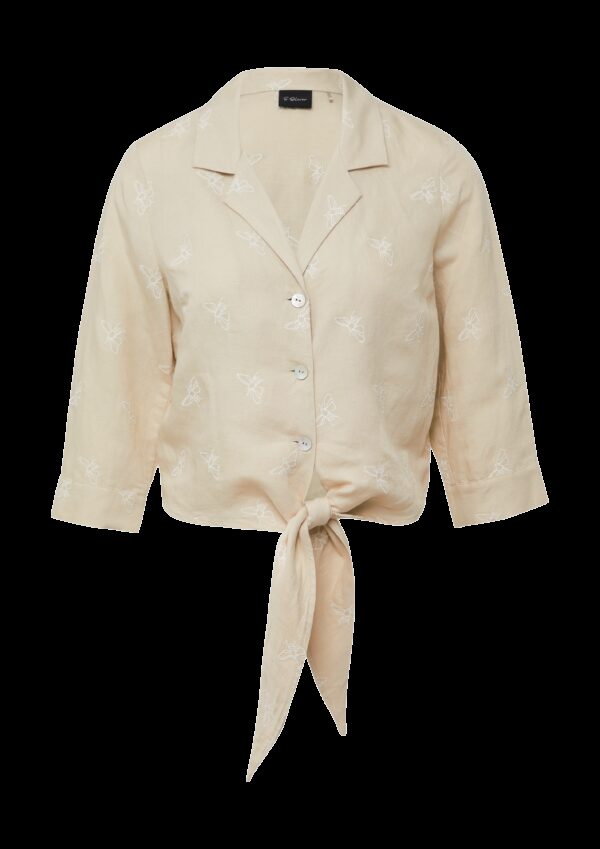 Bluse aus Leinenmix mit Bienen-Stickerei