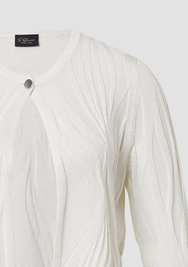 Kurzer Cardigan mit Strukturmuster und 3/4-Ärmeln