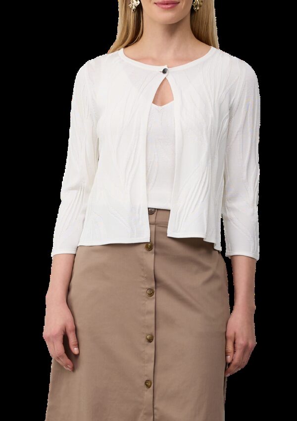 Kurzer Cardigan mit Strukturmuster und 3/4-Ärmeln