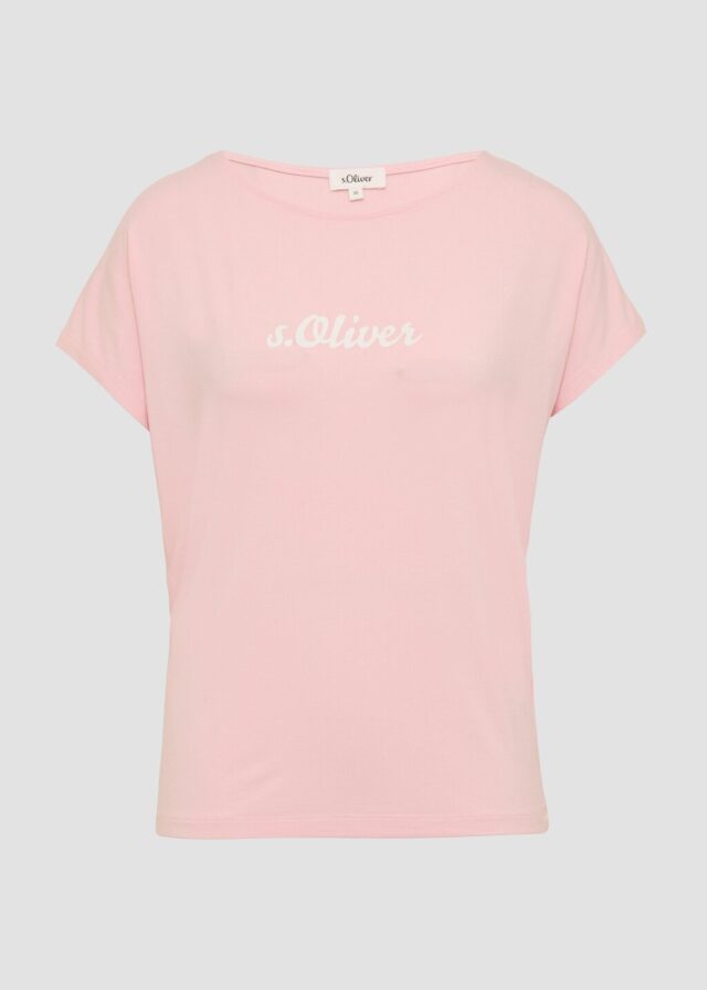 Fließendes Jersey-Shirt mit Artwork und überschnittenen Schultern