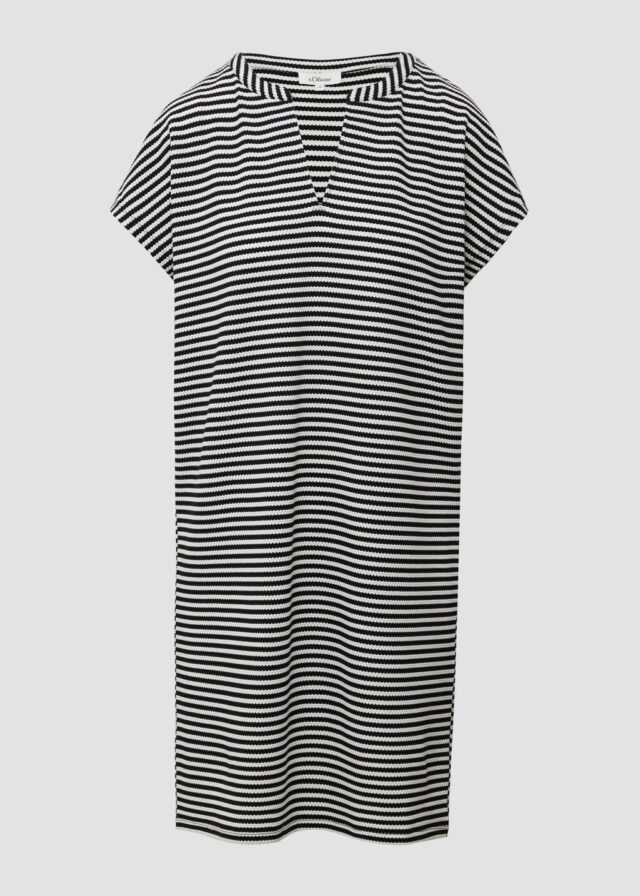 Gestreiftes Kurzkleid aus Jacquard im Relaxed Fit