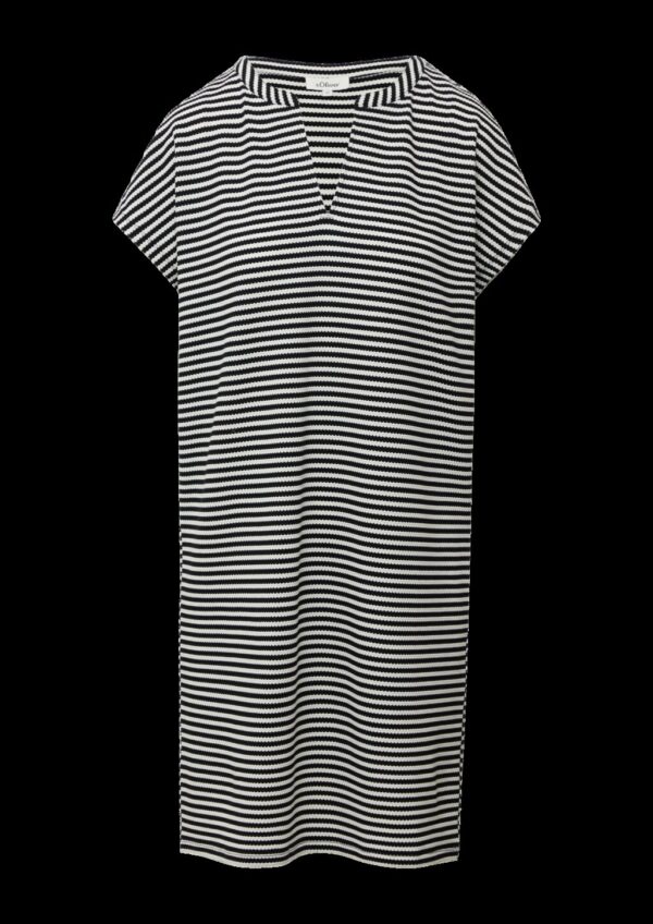Gestreiftes Kurzkleid aus Jacquard im Relaxed Fit