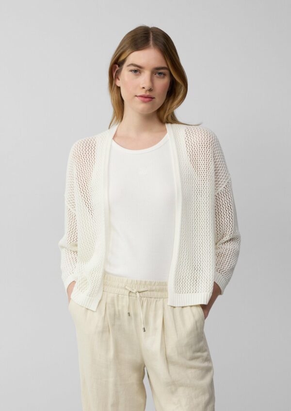 Ajour-Strickjacke mit 3/4-Arm