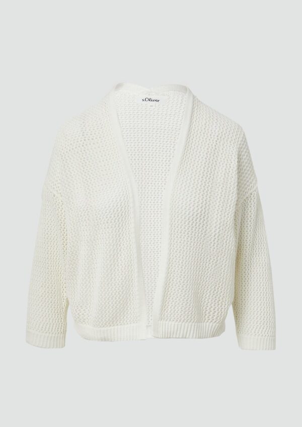 Ajour-Strickjacke mit 3/4-Arm