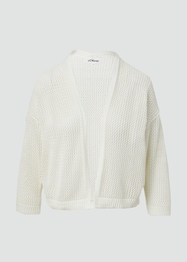 Ajour-Strickjacke mit 3/4-Arm