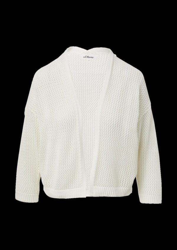 Ajour-Strickjacke mit 3/4-Arm