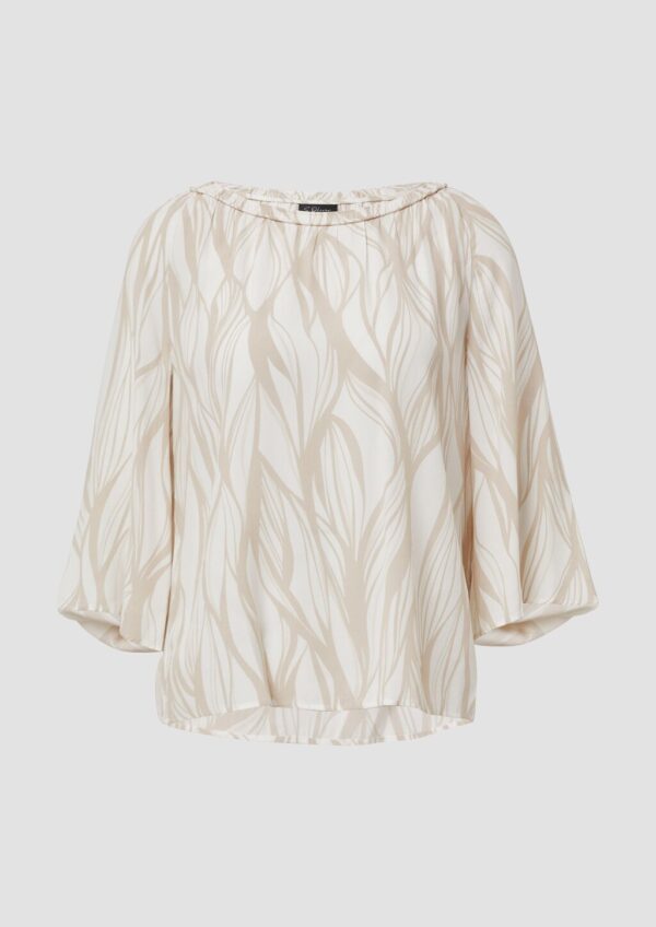 Viskosebluse mit weiten 3/4-Ärmeln und Kragen-Detail