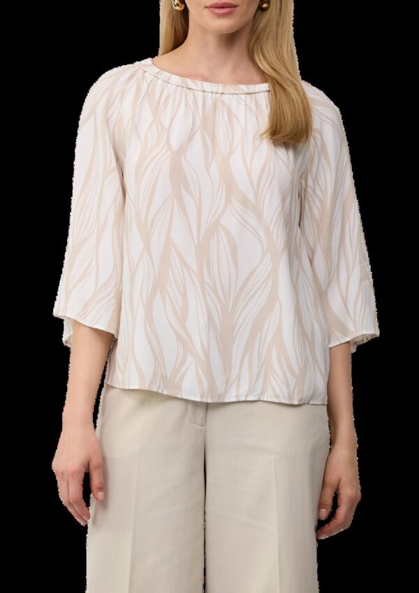 Viskosebluse mit weiten 3/4-Ärmeln und Kragen-Detail