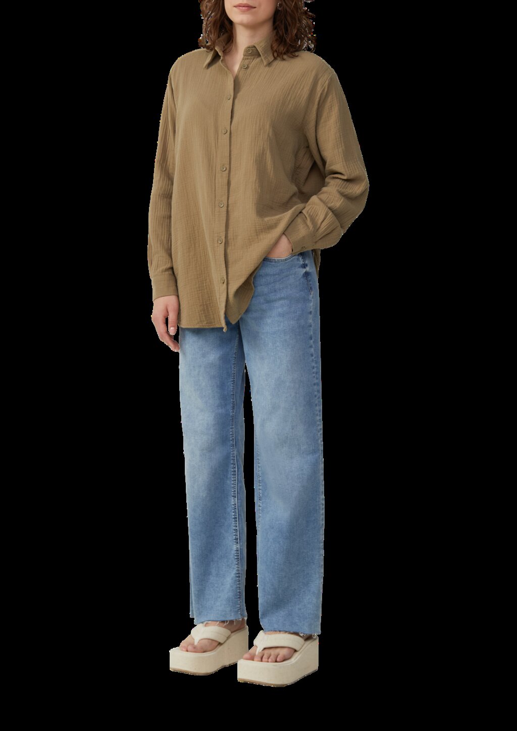 Hemdbluse aus Musselin im Oversize-Schnitt