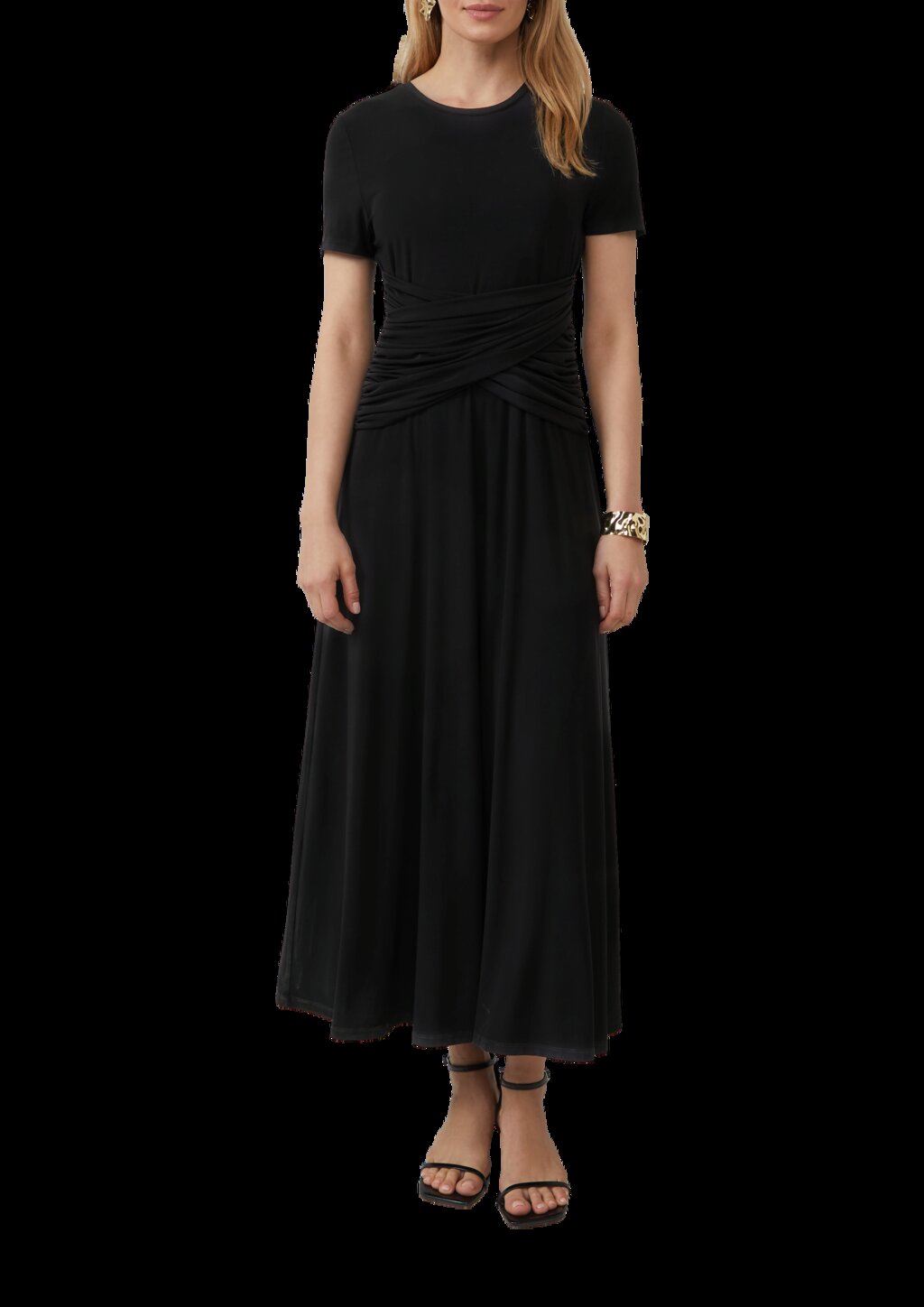 Tailliertes Maxikleid mit Raffung