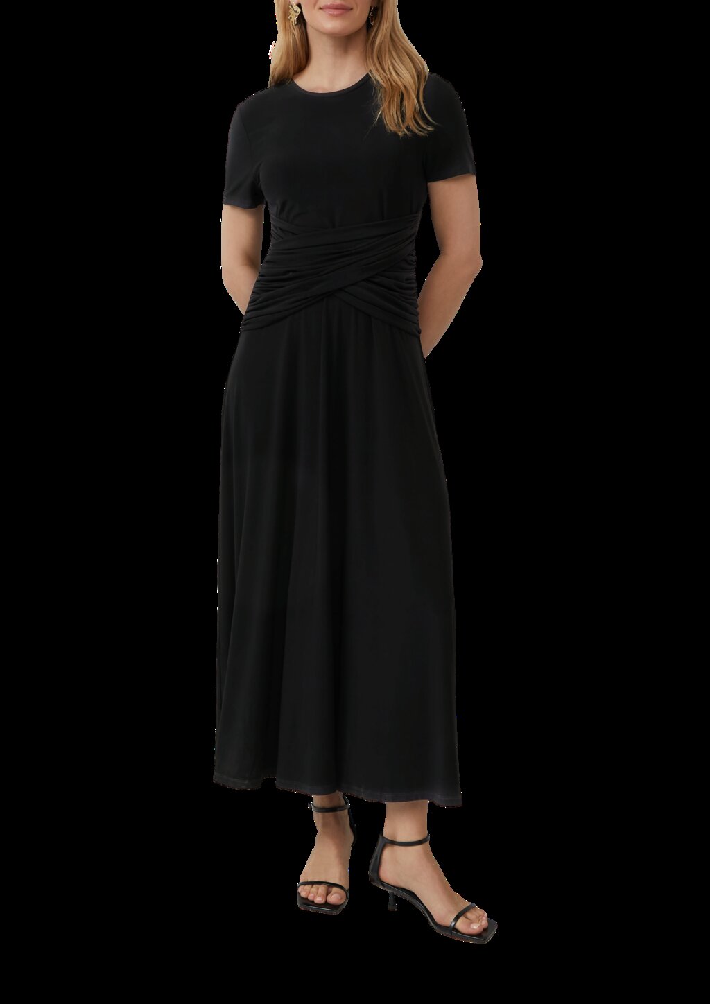 Tailliertes Maxikleid mit Raffung