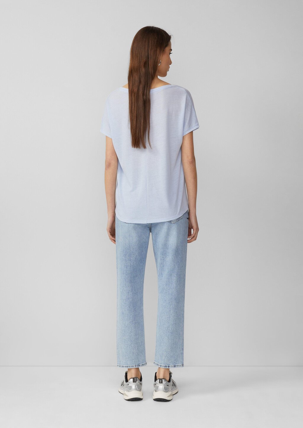Locker geschnittenes T-Shirt aus Leinenmix