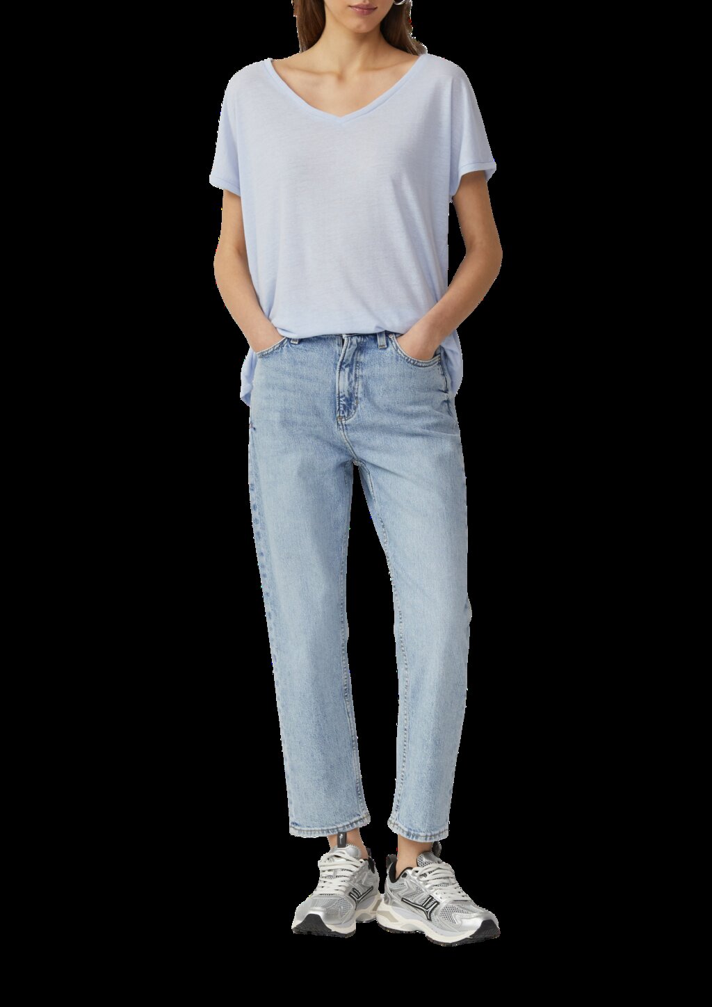 Locker geschnittenes T-Shirt aus Leinenmix