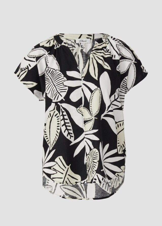 Ärmellose Bluse aus Leinenmix im Relaxed Fit