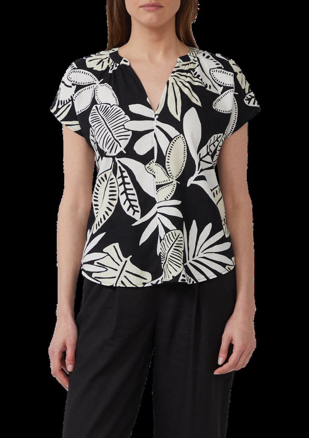 Ärmellose Bluse aus Leinenmix im Relaxed Fit