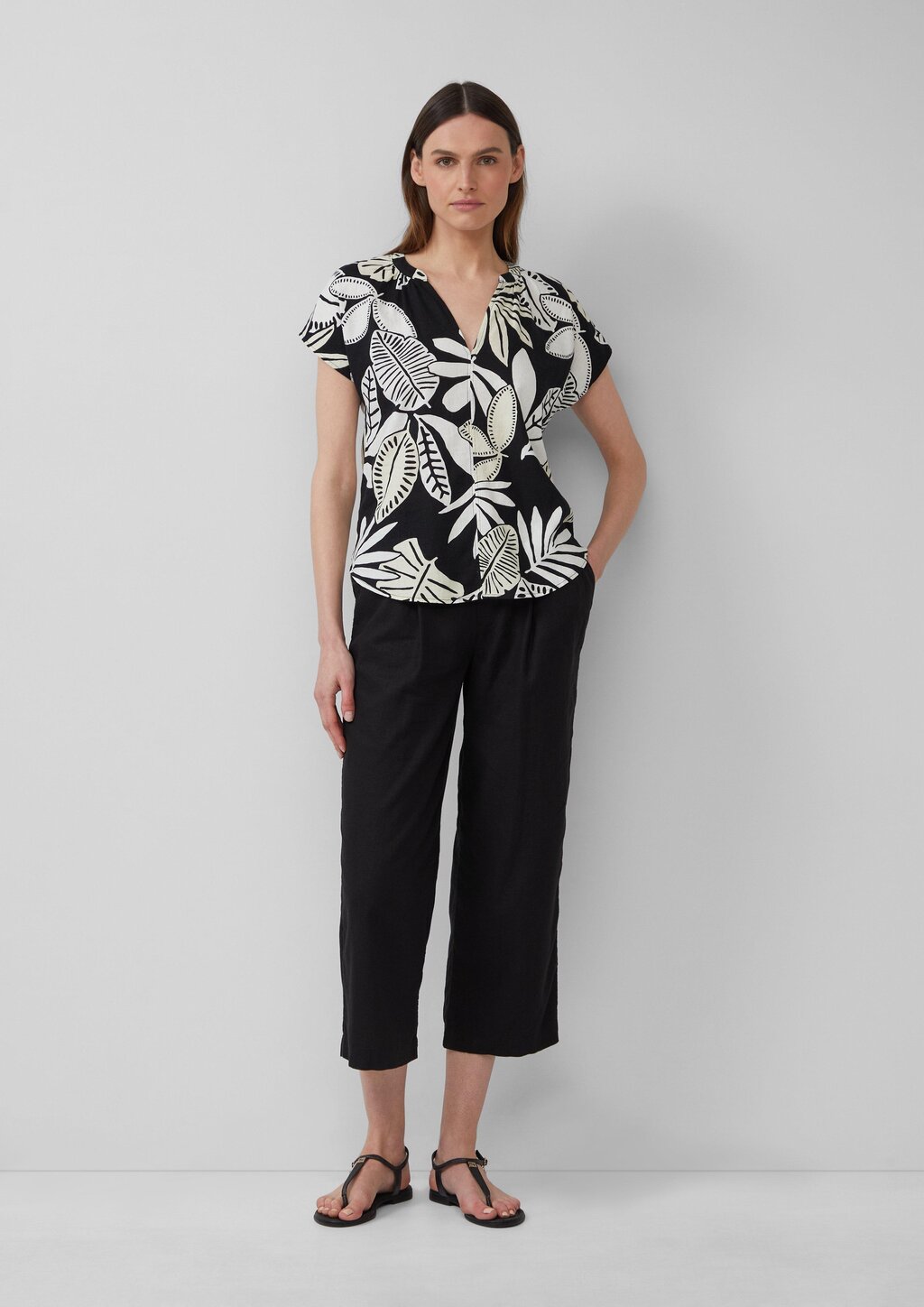 Ärmellose Bluse aus Leinenmix im Relaxed Fit