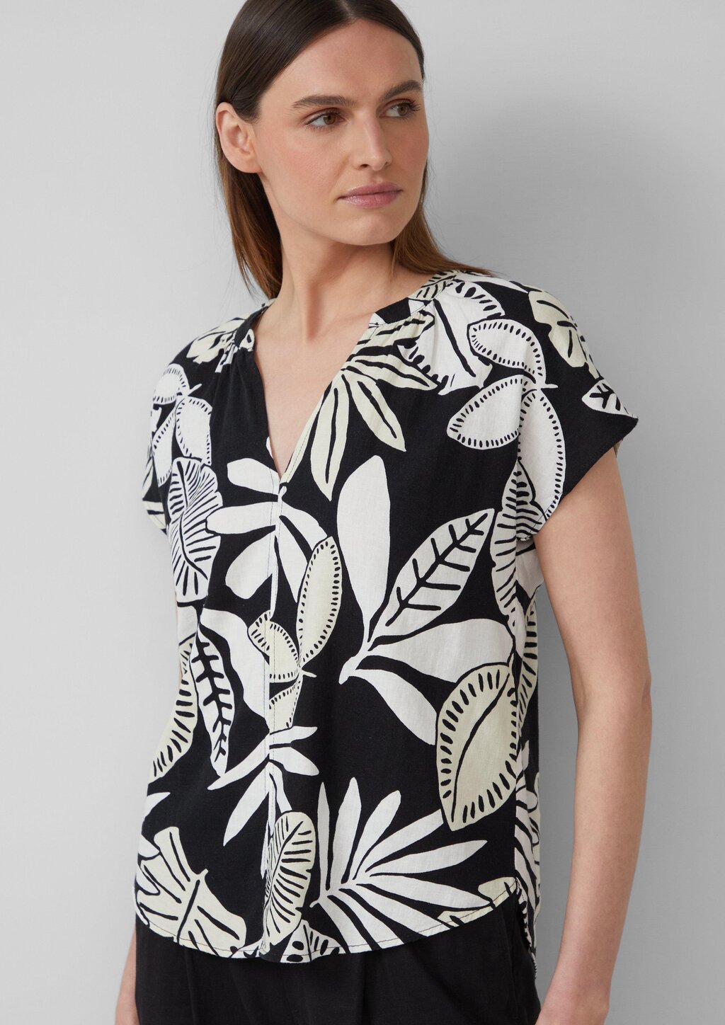 Ärmellose Bluse aus Leinenmix im Relaxed Fit