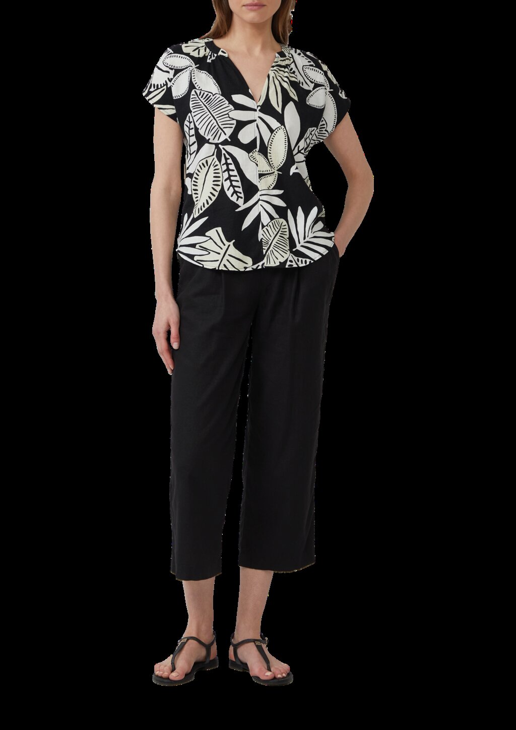 Ärmellose Bluse aus Leinenmix im Relaxed Fit