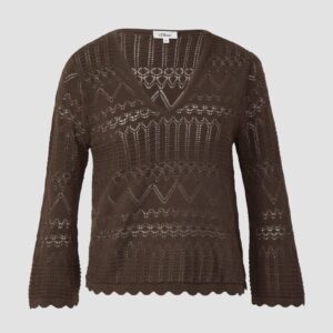 Ajour-Strickpullover mit 3/4-Ärmeln