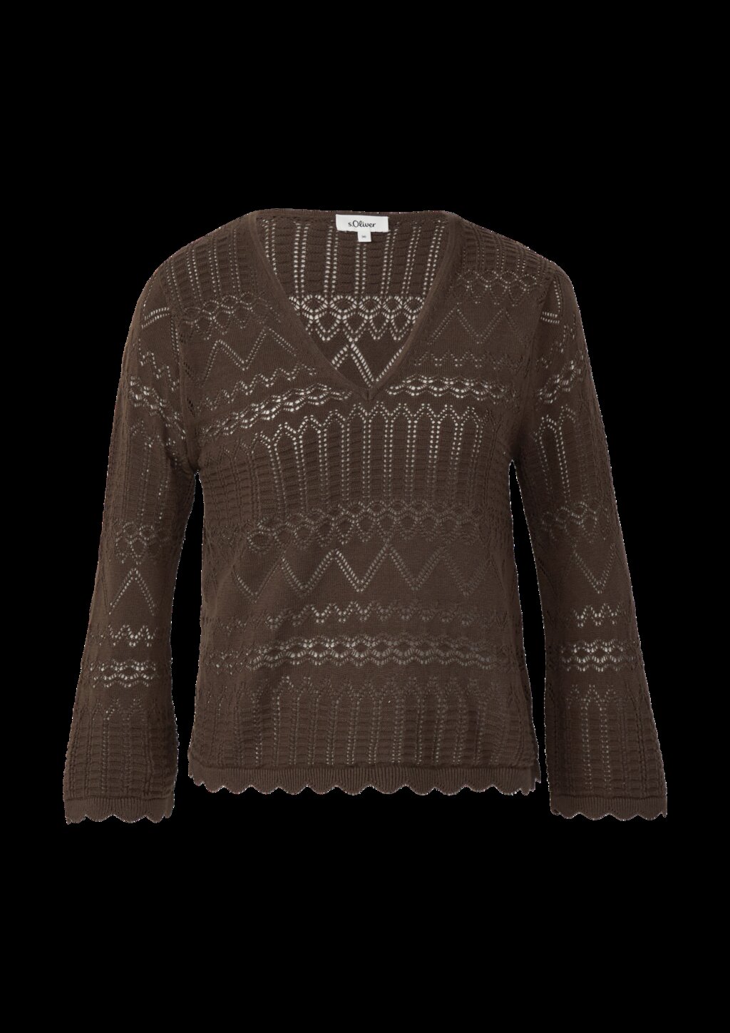 Ajour-Strickpullover mit 3/4-Ärmeln