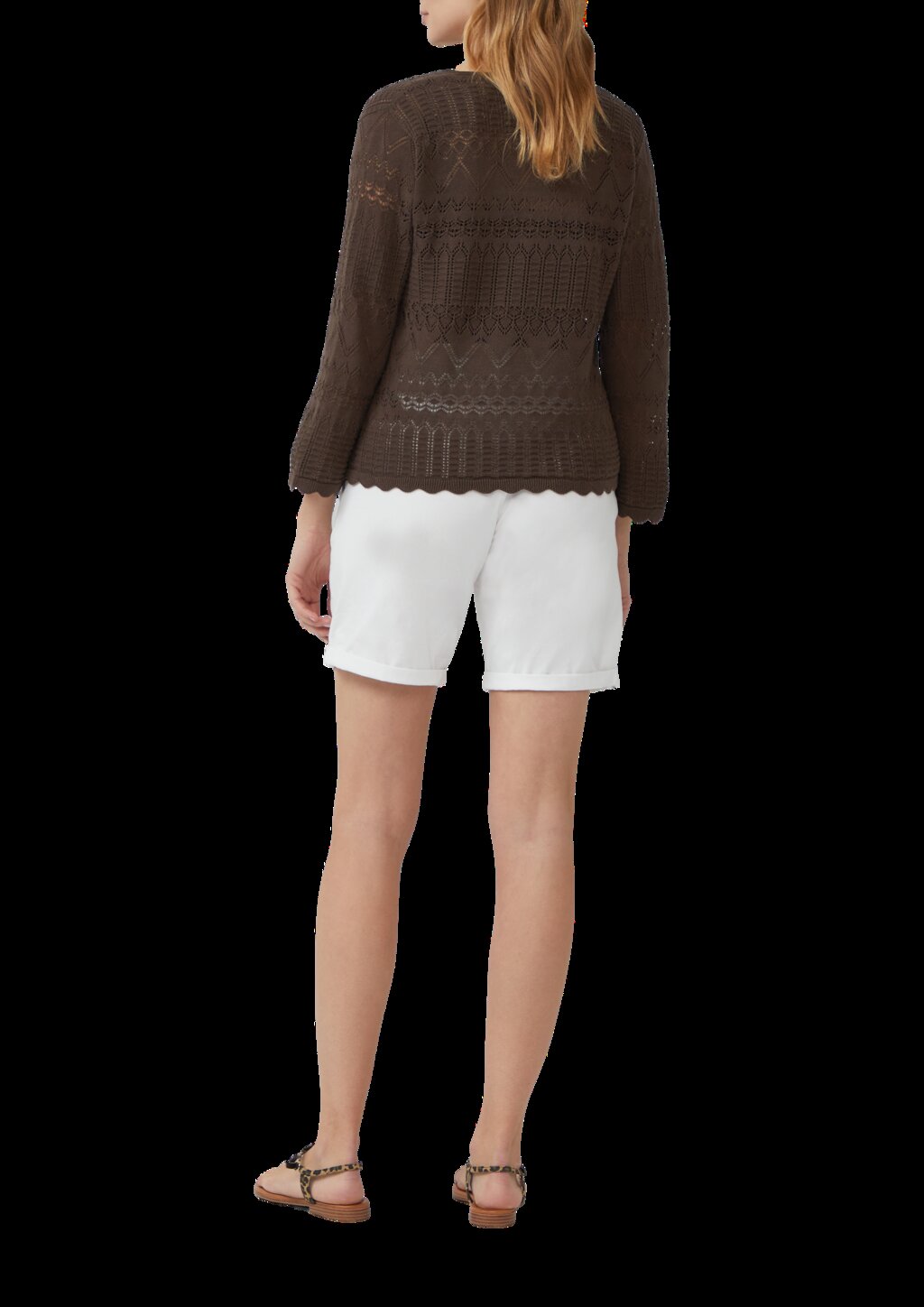 Ajour-Strickpullover mit 3/4-Ärmeln