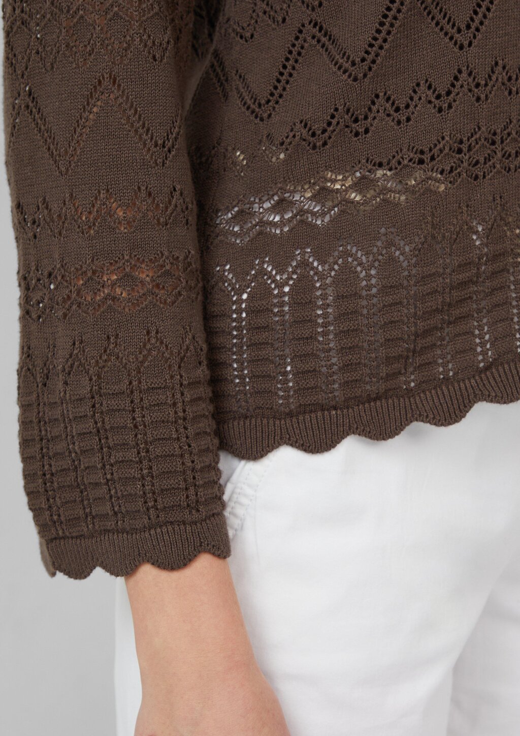 Ajour-Strickpullover mit 3/4-Ärmeln