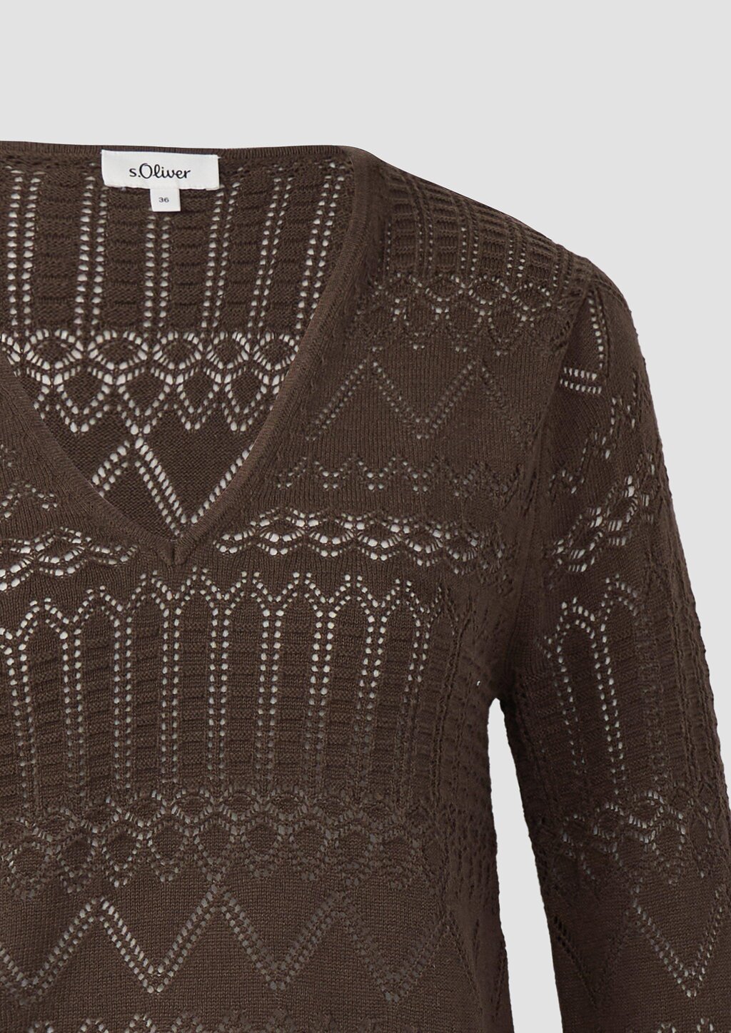 Ajour-Strickpullover mit 3/4-Ärmeln