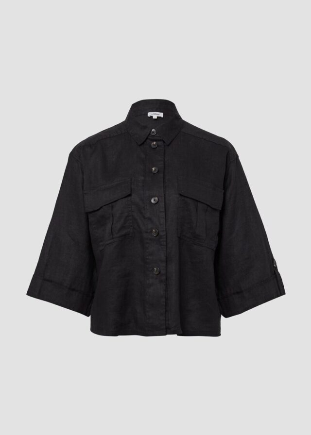 Leinen-Overshirt im Relaxed Fit mit weiten 3/4-Ärmeln