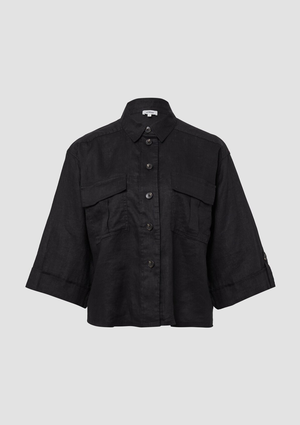 Leinen-Overshirt im Relaxed Fit mit weiten 3/4-Ärmeln