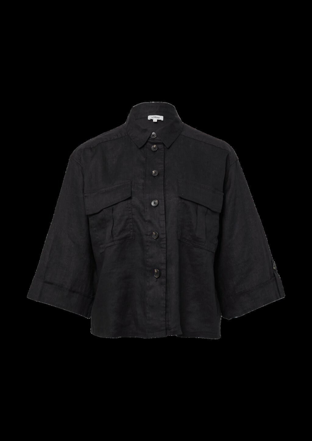 Leinen-Overshirt im Relaxed Fit mit weiten 3/4-Ärmeln