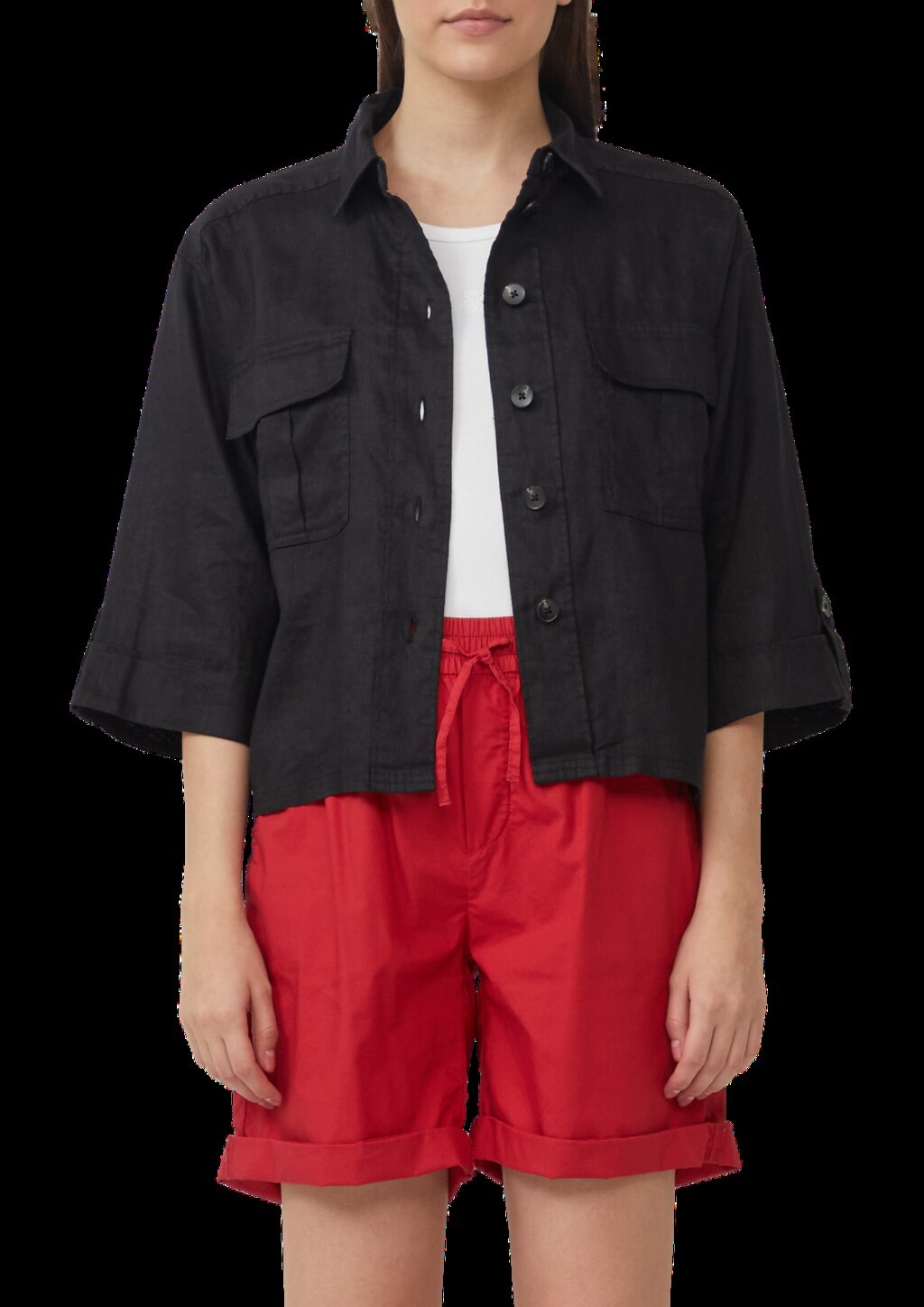 Leinen-Overshirt im Relaxed Fit mit weiten 3/4-Ärmeln