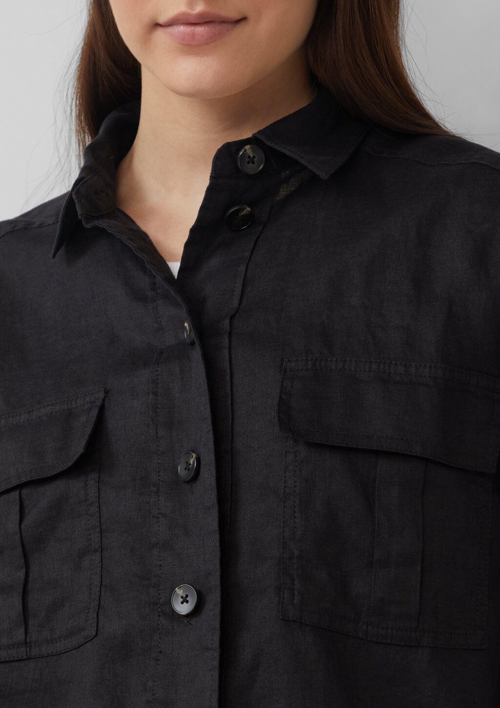 Leinen-Overshirt im Relaxed Fit mit weiten 3/4-Ärmeln