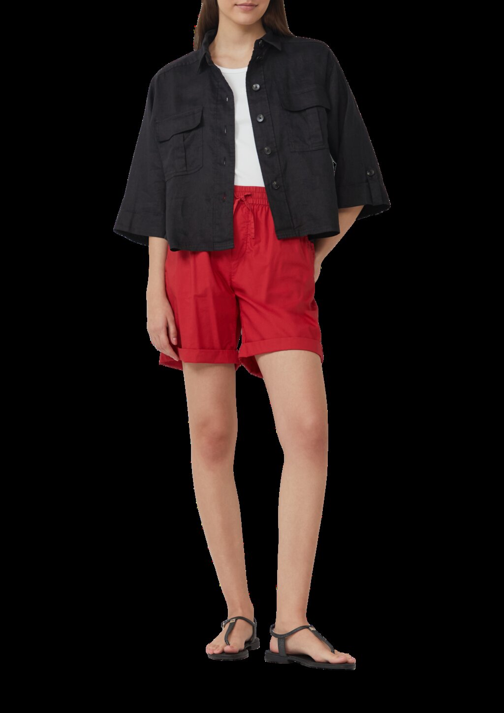 Leinen-Overshirt im Relaxed Fit mit weiten 3/4-Ärmeln