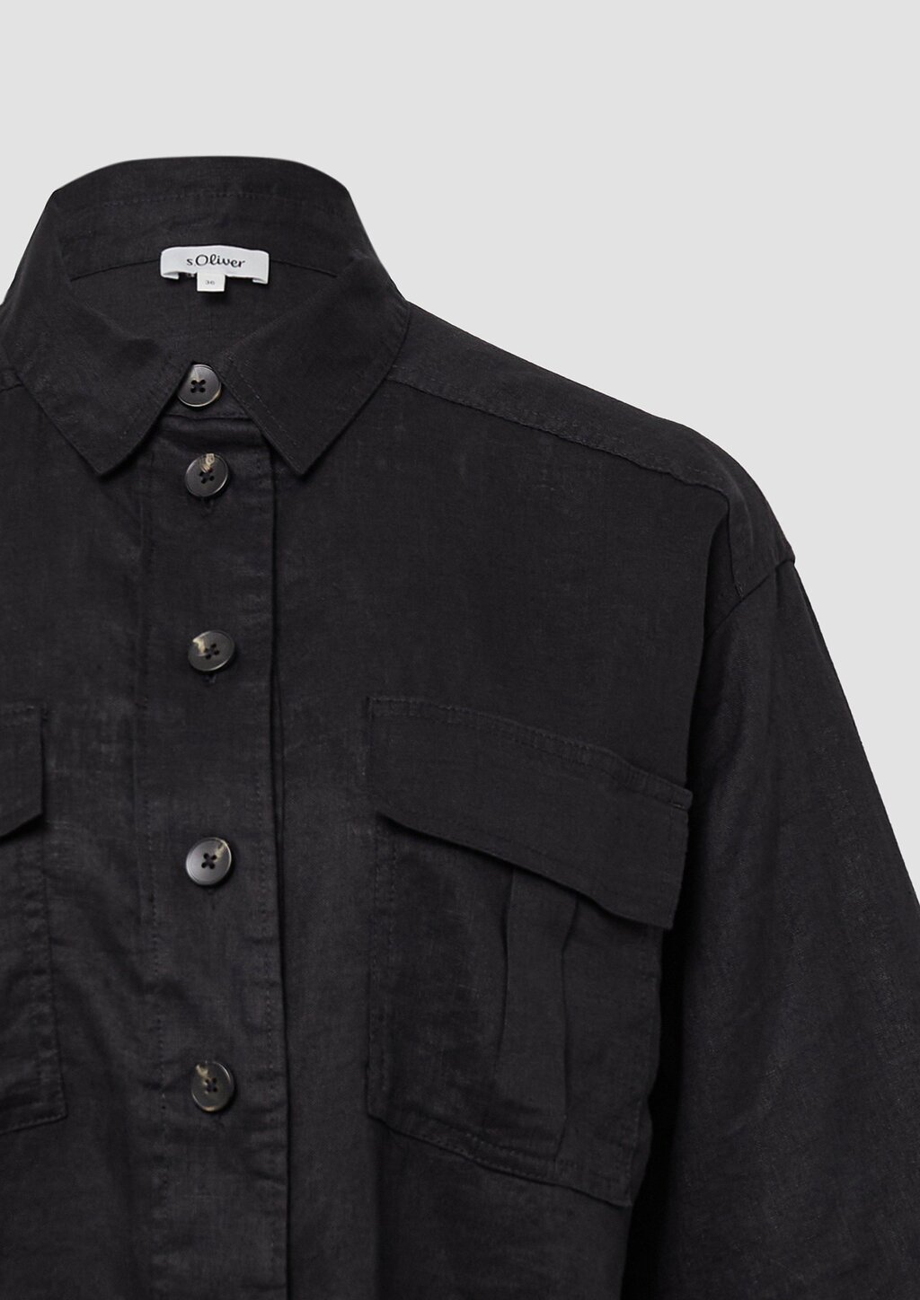 Leinen-Overshirt im Relaxed Fit mit weiten 3/4-Ärmeln