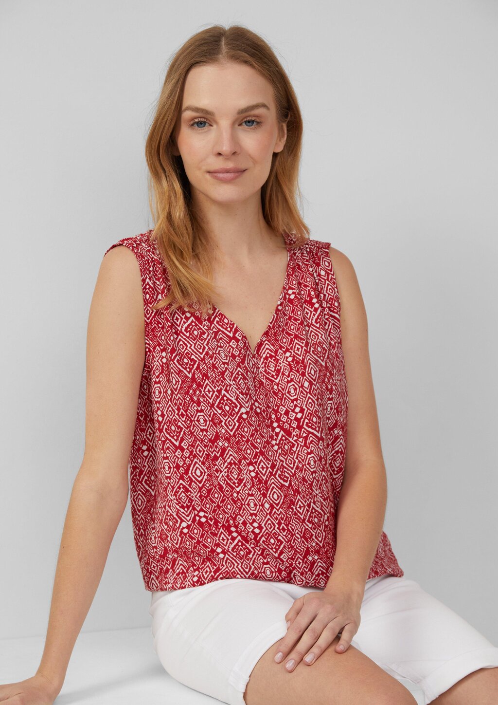 Blusentop aus Viskosemix mit Raffung