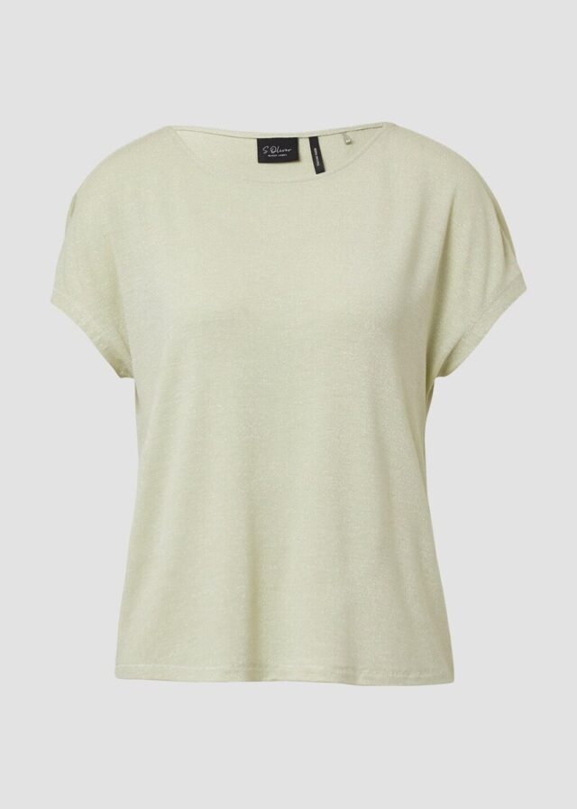 T-Shirt im Relaxed Fit mit Glitzergarn und U-Boot-Ausschnitt