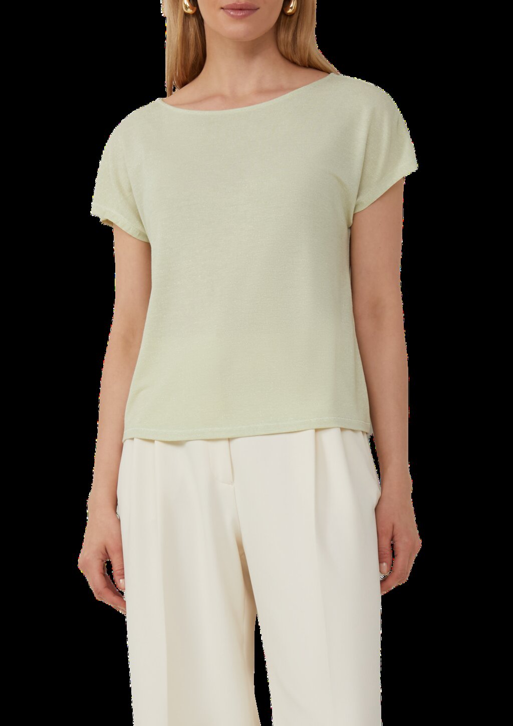 T-Shirt im Relaxed Fit mit Glitzergarn und U-Boot-Ausschnitt