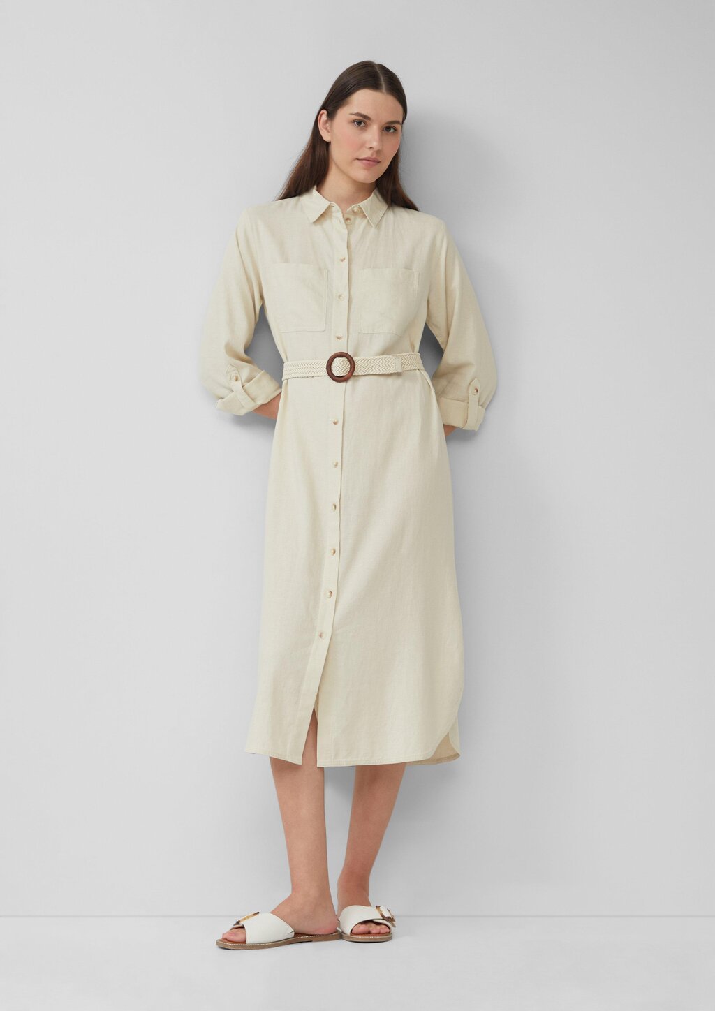 Hemdblusenkleid im Relaxed Fit mit geflochtenem Gürtel