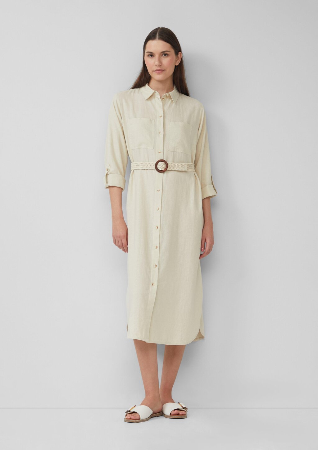 Hemdblusenkleid im Relaxed Fit mit geflochtenem Gürtel